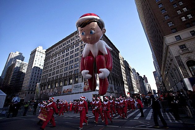 Elf on the Shelf float in parade Elf on the Shelf float in parade